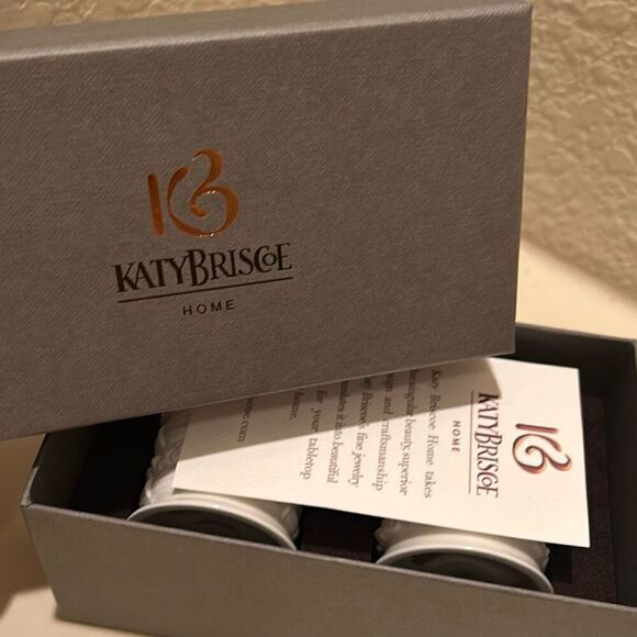 Katy Briscoe Home Bone China White Bisque Salt & Pepper Shakers 2.5” New In Box - Picture 12 of 15